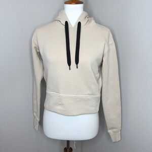 PUBLIC REC Womens Cropped Luxe Flece Hoodie XS Tan Activewear Athleisure